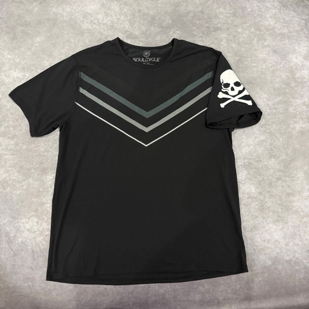 SoulCycle Men's Black Short-Sleeve Performance Tee with Chevron Stripe